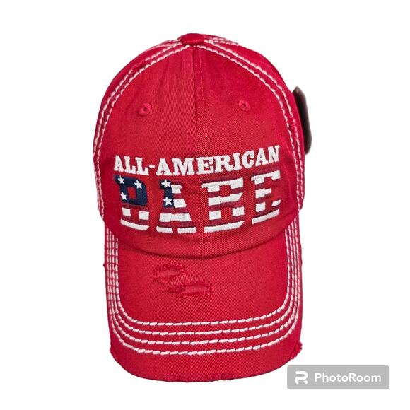 KBETHOS Vintage " All American Babe" Red Distressed Adjustable Baseball … - Picture 1 of 8